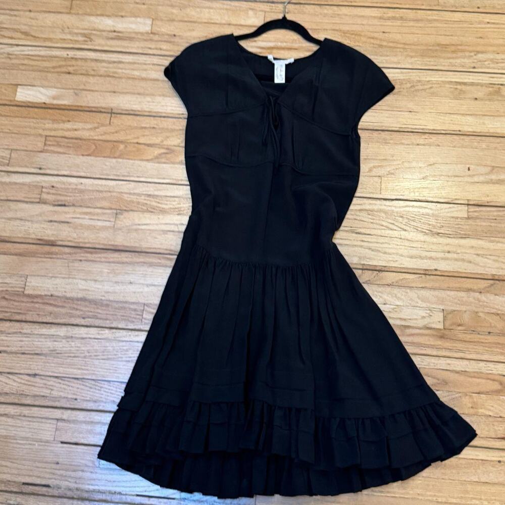 Chloé Black 100% Silk Drop-Waist Babydoll Dress — Size 34